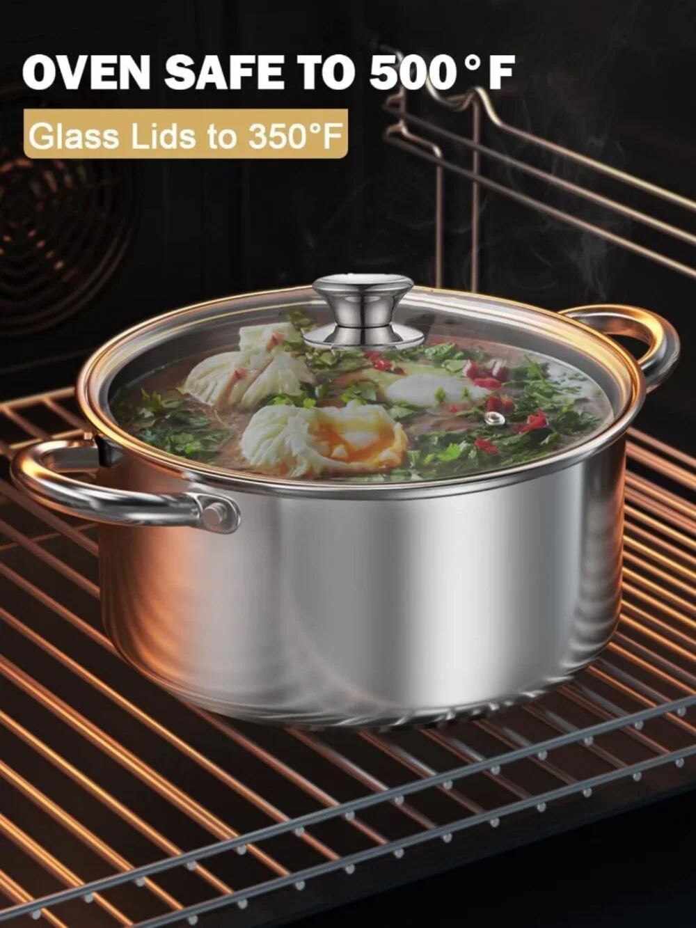 8 Quart Stainless Steel Pasta Pot with Strainer Lid - 3-in-1 Cooking Essential